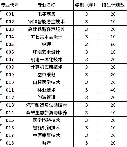 2022年伊春职业学院高职单招招生专业计划