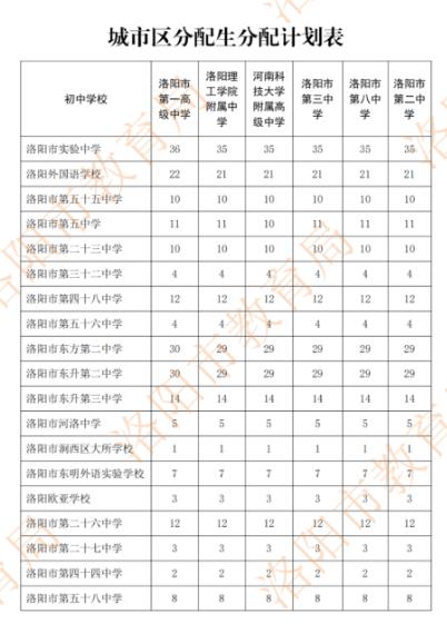 2022年洛阳市区分配生计划表